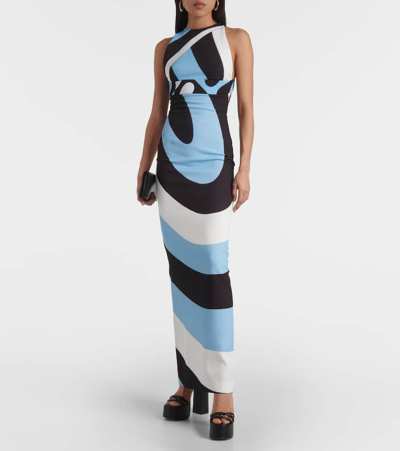 Shop Pucci Iride Open-back Gown In Multicoloured