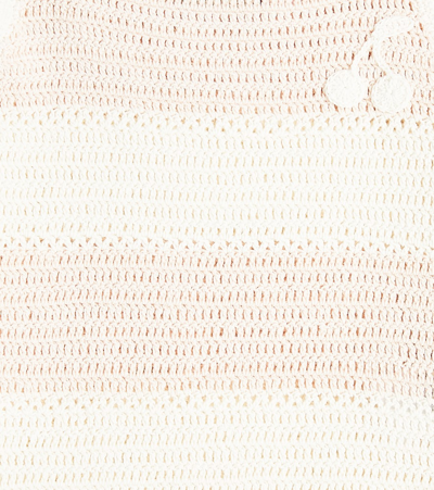Shop Bonpoint Cap Striped Crochet Cotton Tank Top In Pink