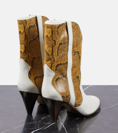 Shop Isabel Marant Witney Snake-effect Leather Ankle Boots In White