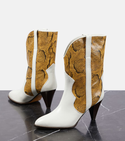 Shop Isabel Marant Witney Snake-effect Leather Ankle Boots In White