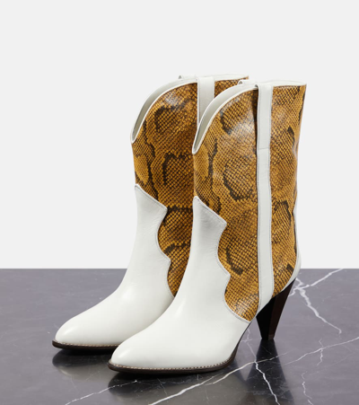 Shop Isabel Marant Witney Snake-effect Leather Ankle Boots In White
