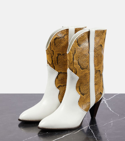 Isabel Marant Witney Snake-effect Leather Ankle Boots In White