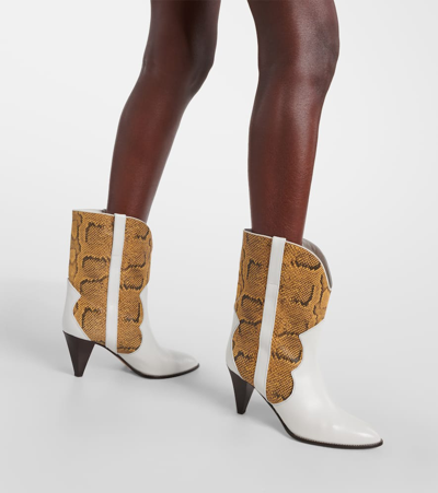 Isabel Marant Witney Snake-effect Leather Ankle Boots In White