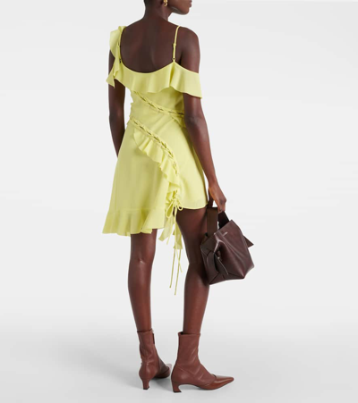 Shop Acne Studios Ruffled Asymmetric Minidress In Yellow