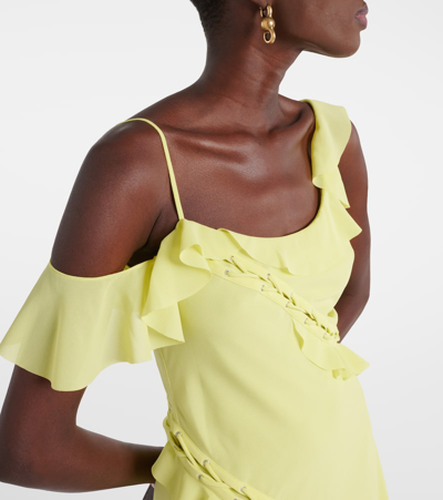 Shop Acne Studios Ruffled Asymmetric Minidress In Yellow