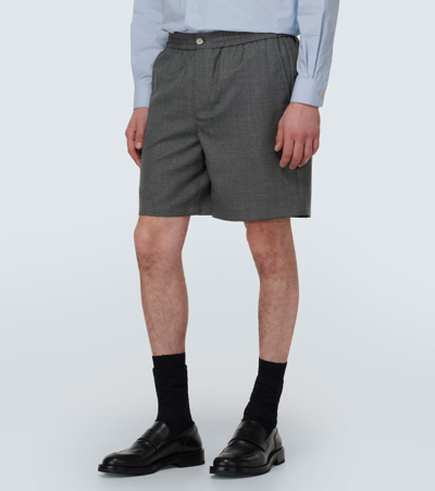 Shop Ami Alexandre Mattiussi Virgin Wool Shorts In Grey