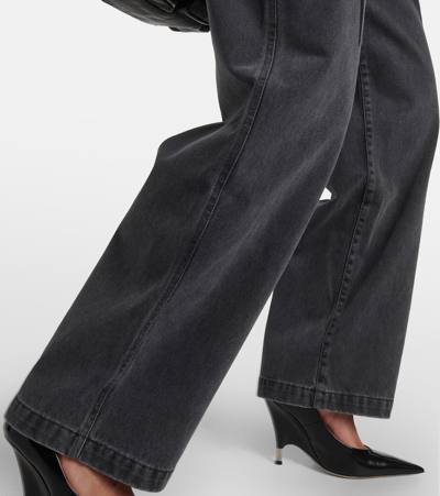 Shop Dion Lee Mid-rise Wide-leg Jeans In Black