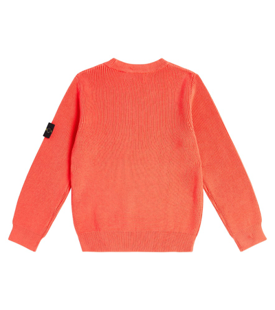 Shop Stone Island Junior Compass Cotton Jersey Sweatshirt In Orange