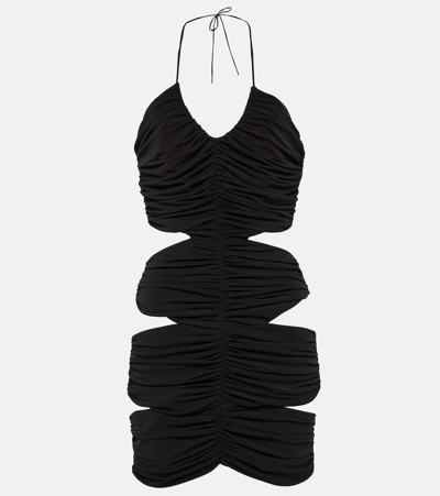 Shop Monot Halterneck Cutout Minidress In Black