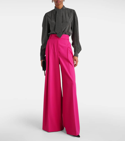 Shop Alexandre Vauthier High-rise Wide-leg Pants In Pink