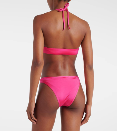 Shop Balmain Logo Crystal-embellished Bikini In Pink