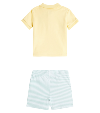 Shop Polo Ralph Lauren Baby Set Of Cotton Polo Shirt And Shorts In Yellow