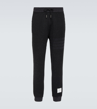 Shop Thom Browne 4-bar Cotton And Silk Sweatpants In Black