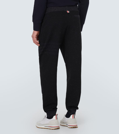 Shop Thom Browne 4-bar Cotton And Silk Sweatpants In Black