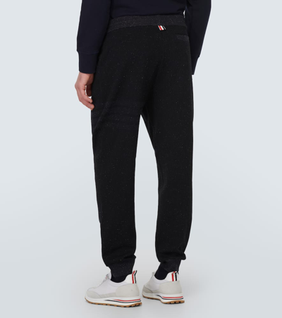 Thom Browne 4-bar Cotton And Silk Sweatpants In Black