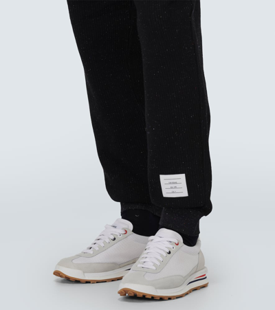 Shop Thom Browne 4-bar Cotton And Silk Sweatpants In Black