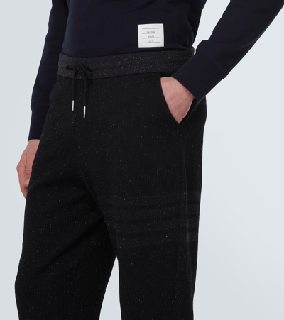 Shop Thom Browne 4-bar Cotton And Silk Sweatpants In Black