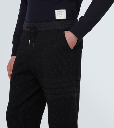 Thom Browne 4-bar Cotton And Silk Sweatpants In Black