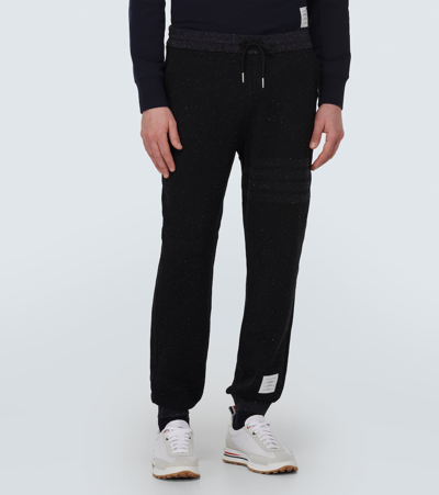 Shop Thom Browne 4-bar Cotton And Silk Sweatpants In Black