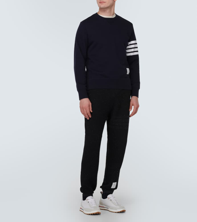 Shop Thom Browne 4-bar Cotton And Silk Sweatpants In Black