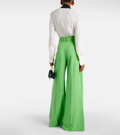 Shop Alexandre Vauthier High-rise Wide-leg Pants In Green