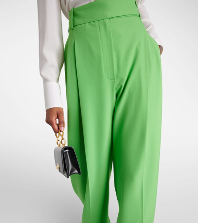 Shop Alexandre Vauthier High-rise Wide-leg Pants In Green