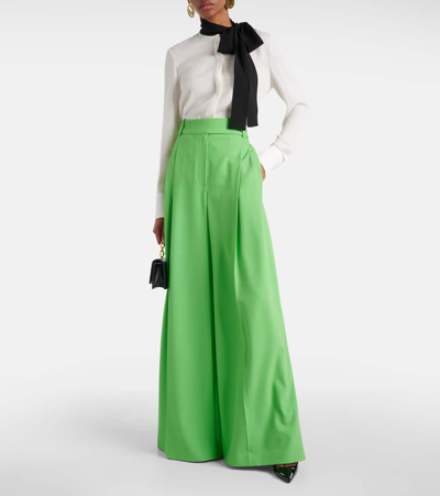 Shop Alexandre Vauthier High-rise Wide-leg Pants In Green