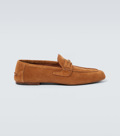 Shop Gucci Suede Loafers In Black