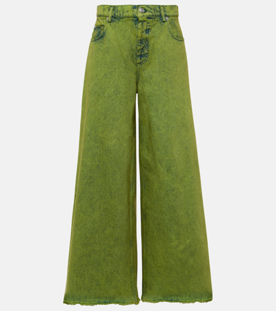 Shop Marni High-rise Wide-leg Jeans In Green