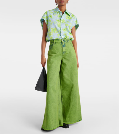 Shop Marni High-rise Wide-leg Jeans In Green