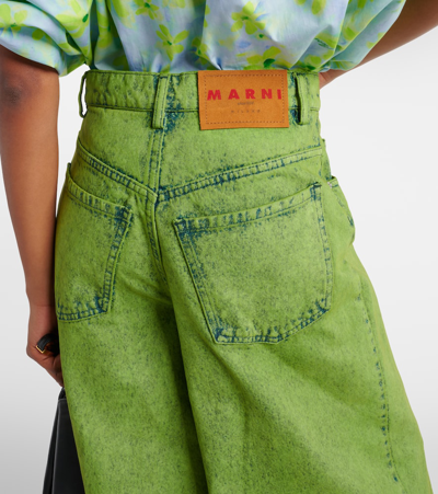 Shop Marni High-rise Wide-leg Jeans In Green