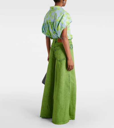 Marni High-rise Wide-leg Jeans In Green