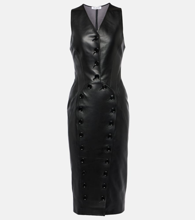 Shop Alaïa Leather Midi Dress In Black