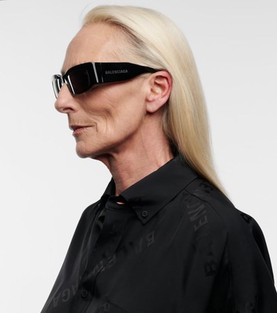 Balenciaga Grey Rectangular Ladies Sunglasses Bb0321s 001 57 In Black