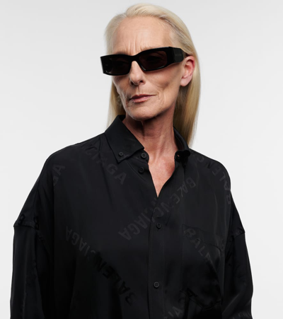 Balenciaga Grey Rectangular Ladies Sunglasses Bb0321s 001 57 In Black