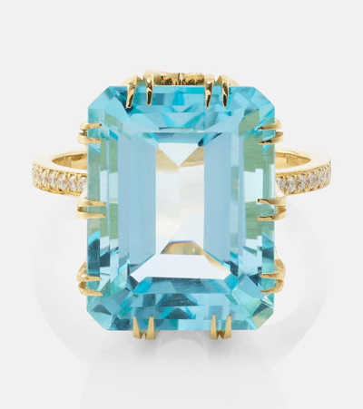 Shop Ileana Makri 18kt Gold Ring With Topaz And Diamonds In Multicoloured