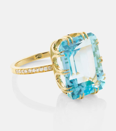 Shop Ileana Makri 18kt Gold Ring With Topaz And Diamonds In Multicoloured