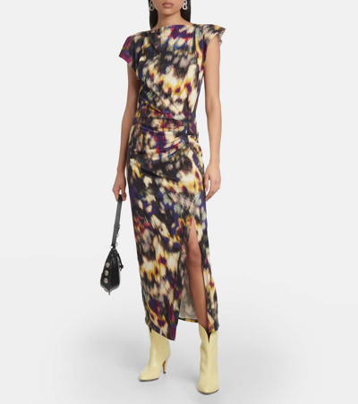 Shop Marant Etoile Nadela Printed Jersey Maxi Dress In Multicoloured
