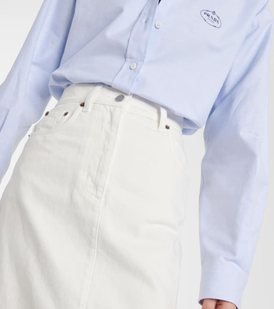 Prada High-rise-midirock Aus Denim In White