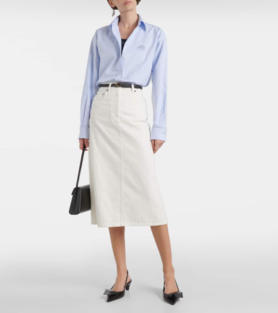Prada High-rise-midirock Aus Denim In White