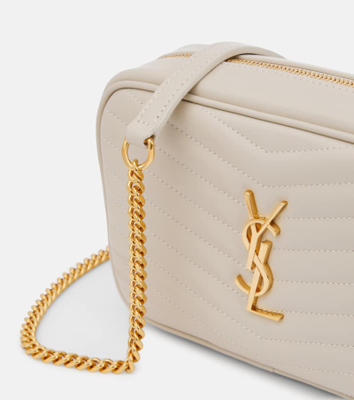 Saint Laurent Mini Lou Leather Shoulder Bag In White