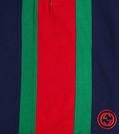 Shop Gucci Web Stripe Cotton Jersey Polo Shirt In Multicoloured