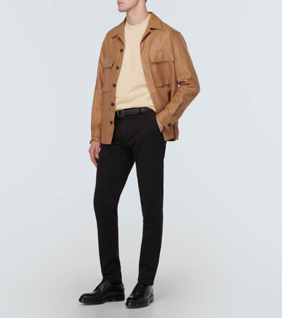 Zegna Rubberised-logo Cotton Sweatshirt In Beige