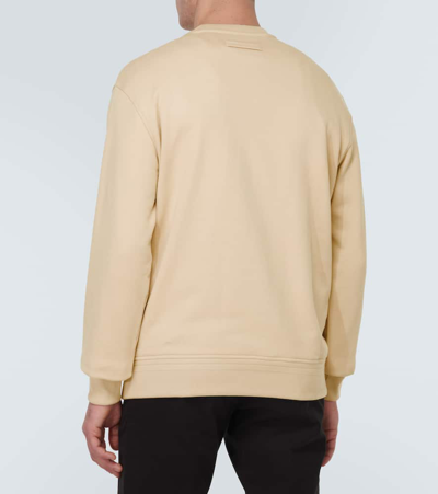 Zegna Rubberised-logo Cotton Sweatshirt In Beige