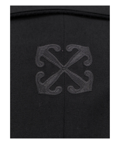 Off-white Wool Blazer Embroidered Detail Front Flap Pockets In Black