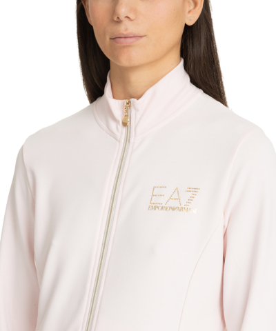 Shop Ea7 Zip-up Sweatshirt In Pink