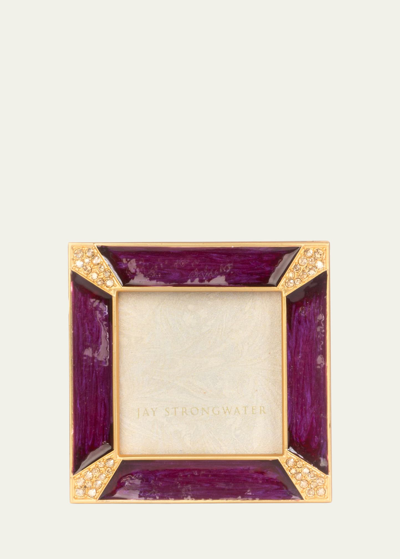 Jay Strongwater Leland Pave Corner Square Picture Frame, Plum In Plum