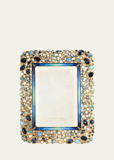 Shop Jay Strongwater Javier Bejeweled Picture Frame, 5" X 7" In Blue