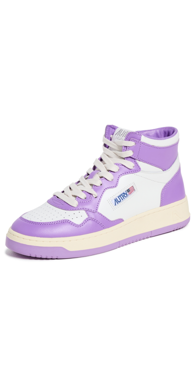 Shop Autry Medalist Mid Sneakers Wht/english Lavender