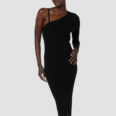 Shop Hudson Asymmetrical Long Sleeve Dress In Black